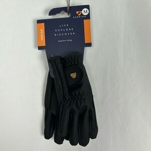 NWT Aubrion Non-Slip Black Horse Riding Gloves Child -Size M
